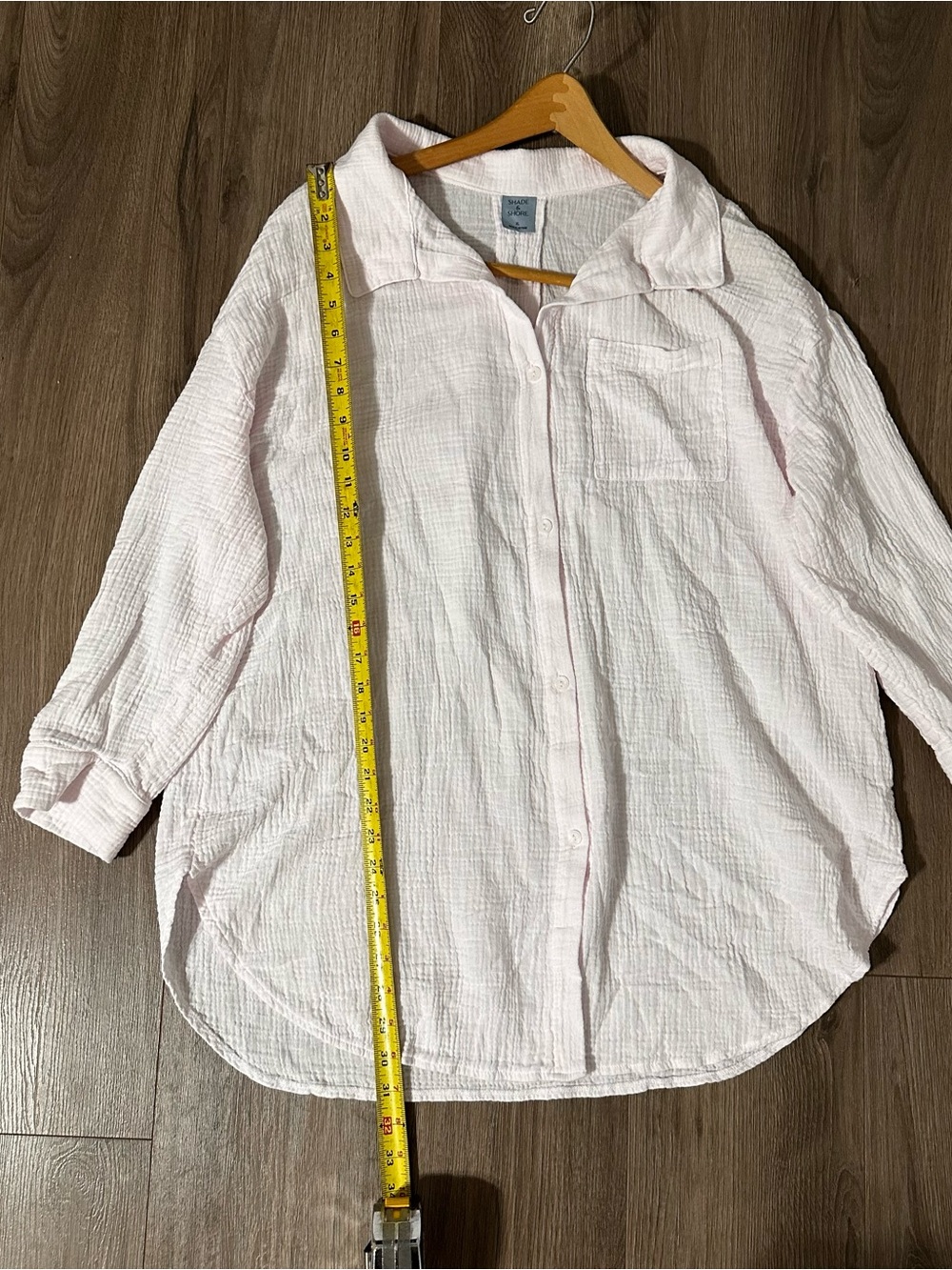 Pale Pink Cotton Gauze Button Down Beach Coverup Shirt - Picture 5 of 6